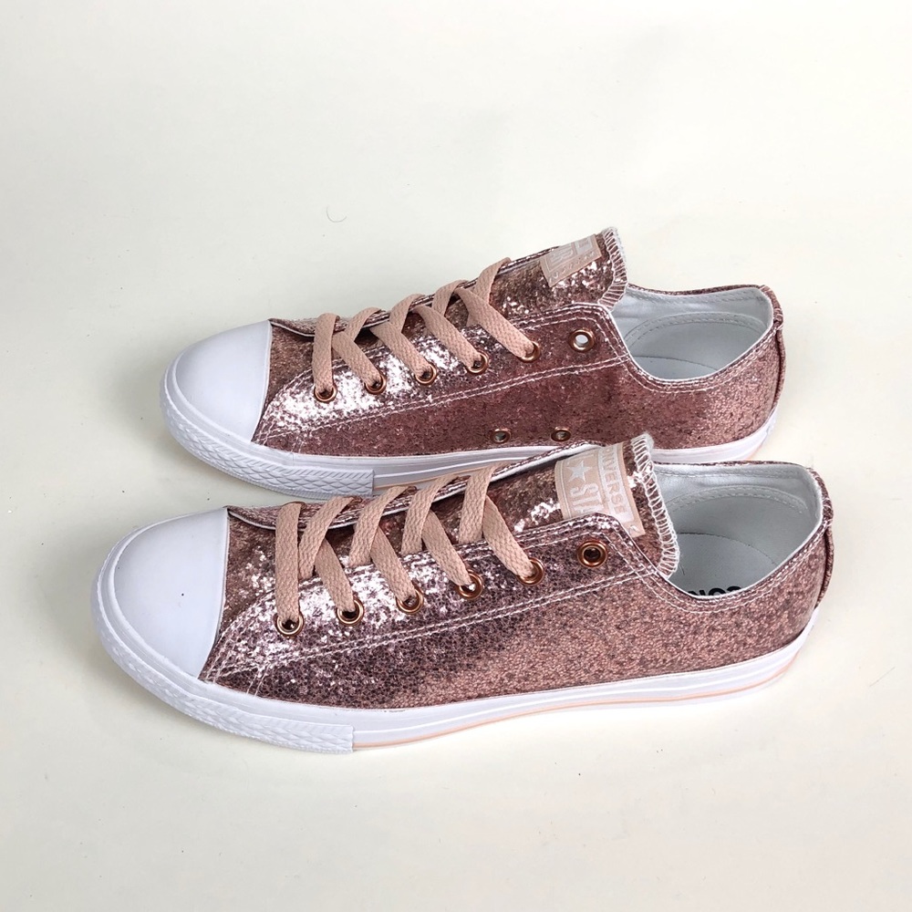 Converse Ctas Ox Blush Pink Sparkle Low Top - Picture 3 of 7